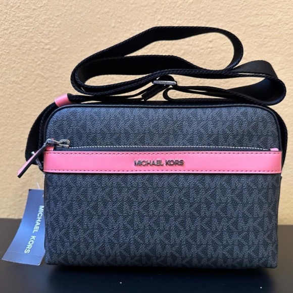 Michael Kors Bags Michael Kors Cooper Logo Camera Bag Black Pink